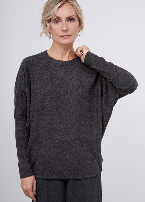 Джемпер из мягкого трикотажа женский, серый цвет