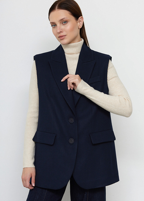 Жилет oversize костюмный женский, синий цвет