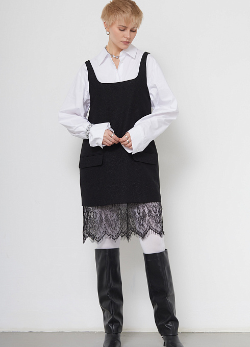 Сарафан с кружевом женское, чёрный цвет