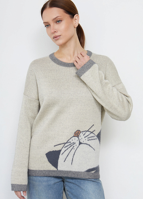 Джемпер из пушистого трикотажа женский, многоцветный цвет