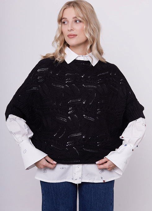 Жилет ажурной вязки женский, чёрный цвет