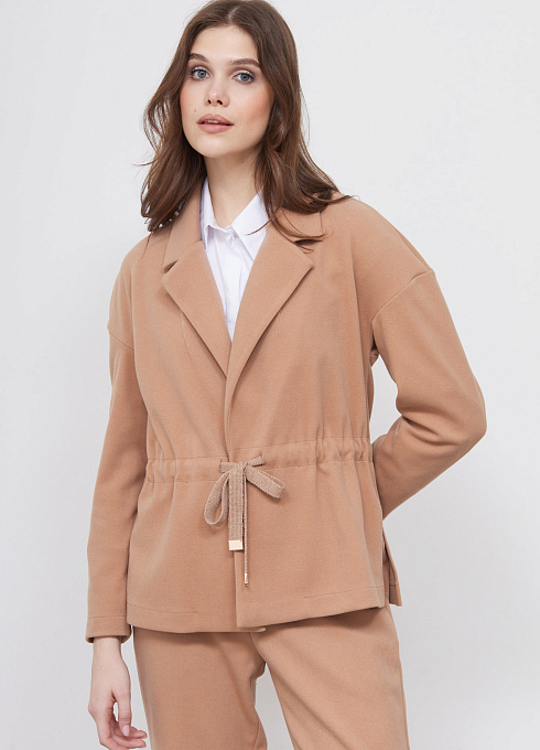 Жакет из мягкого трикотажа женский,  коричневый цвет