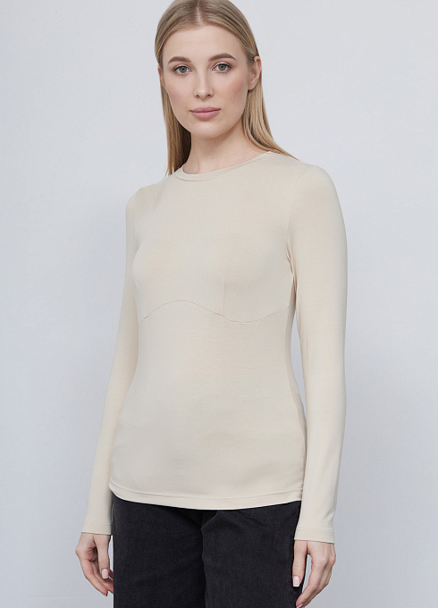 Лонгслив в корсетном стиле женский,  бежевый цвет