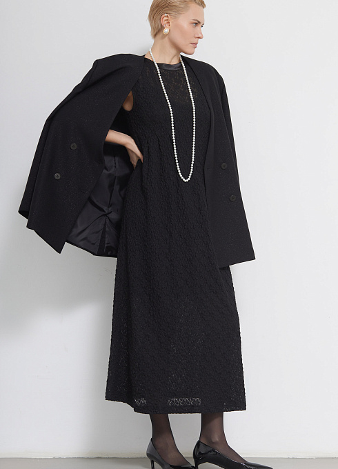 Платье из гипюра с завязками женское, чёрный цвет