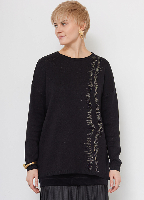 Джемпер oversize с люрексом женский,  чёрный цвет