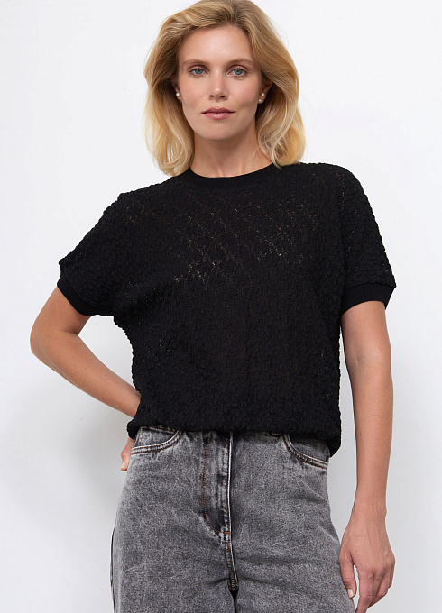 Блуза из гипюра женский, чёрный цвет