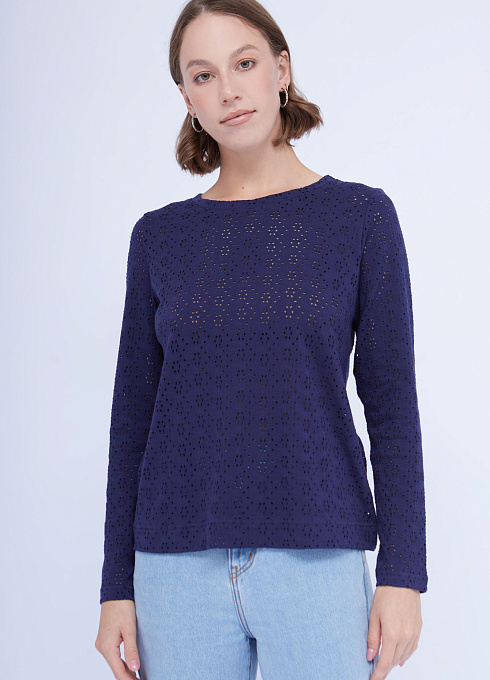 Лонгслив с перфорацией женский, синий цвет
