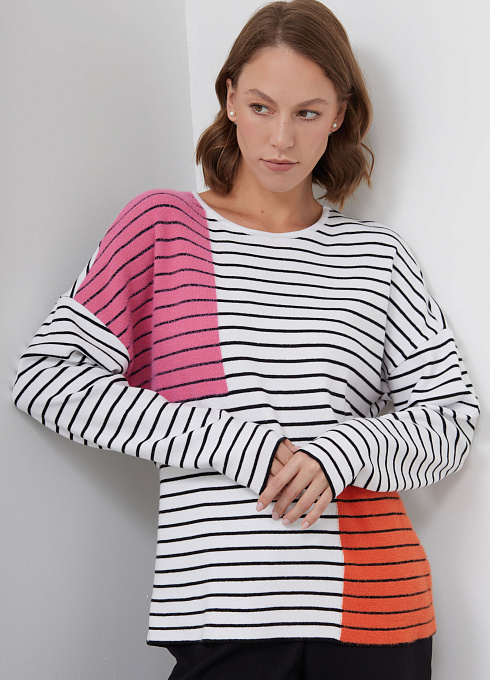 Джемпер с контрастными вставками женский, многоцветный цвет