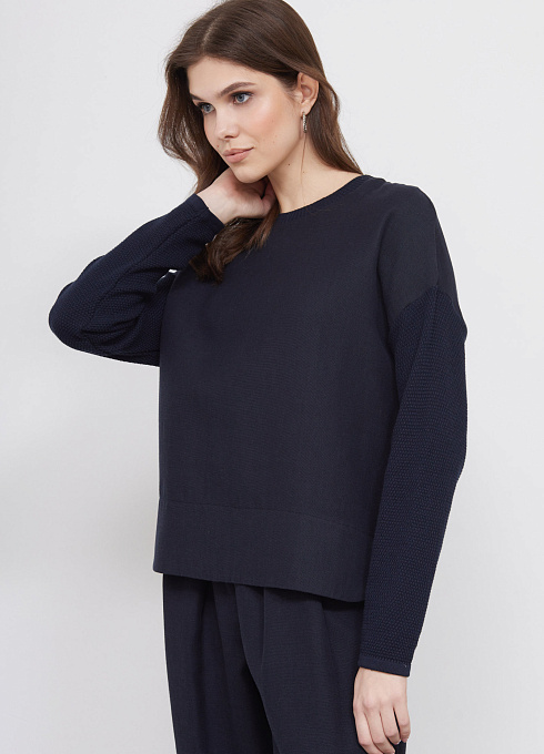 Джемпер комбинированный женский, синий цвет