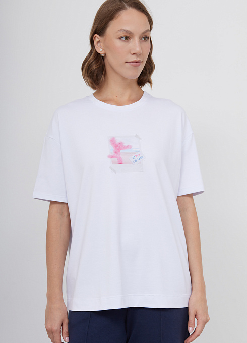 Футболка из вискозы с печатью женский, белый цвет