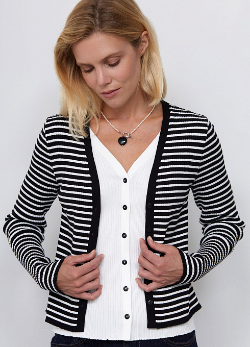 Кардиган трикотажный в полоску женский, многоцветный цвет