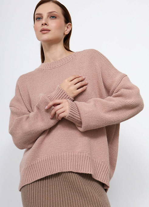 Свитер oversize базовый женский,  розовый цвет
