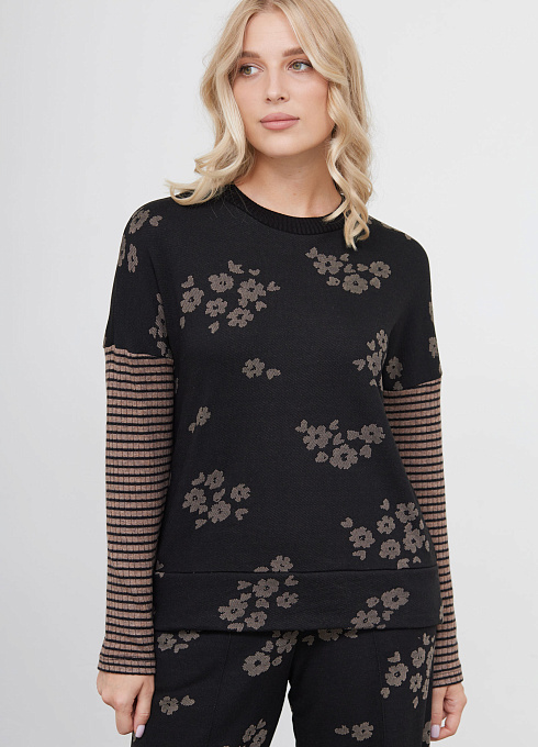 Джемпер комбинированный женский, чёрный цвет
