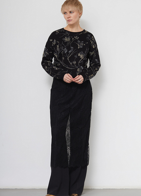 Юбка-баска кружевная женская,  чёрный цвет