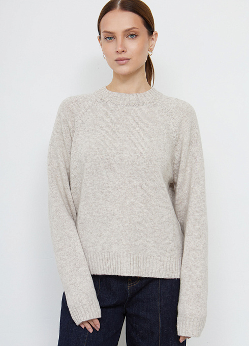 Свитер базовый полушерстяной женский, бежевый цвет