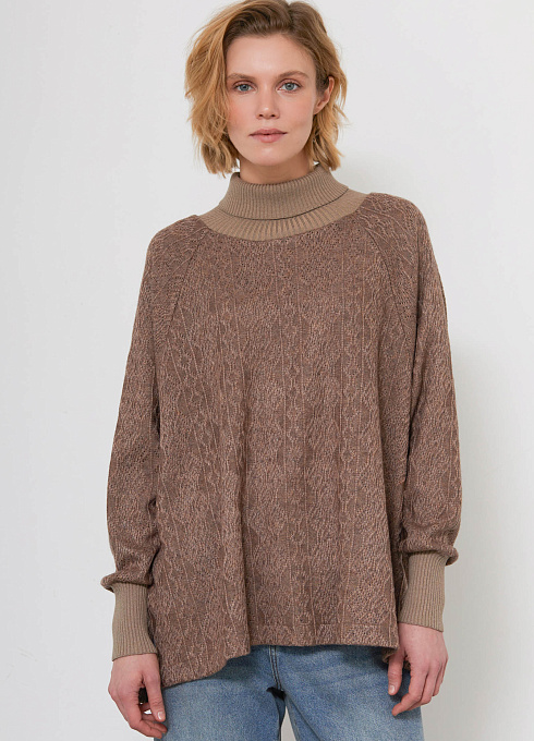 Джемпер oversize с узорами женский, бежевый цвет