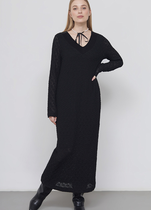 Платье из премиум гипюра женское, чёрный цвет