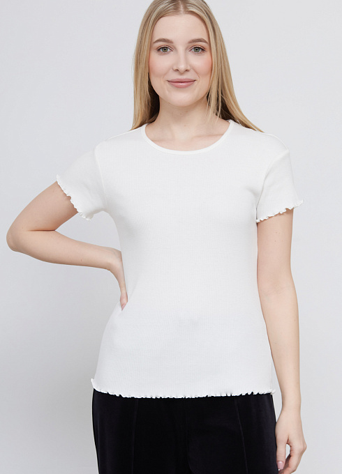 Футболка в рубчик для женщины, белый цвет