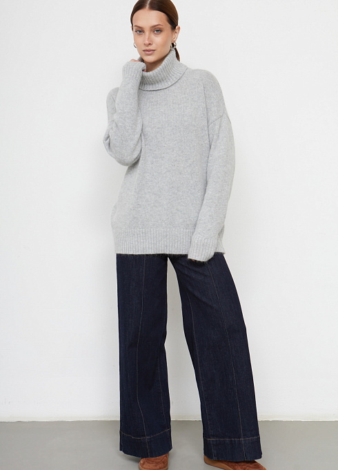 Свитер oversize с ангорой женский,  серый цвет