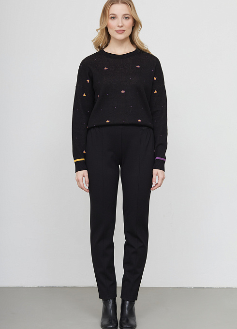 Брюки утепленные на резинке женские, цвет чёрный 