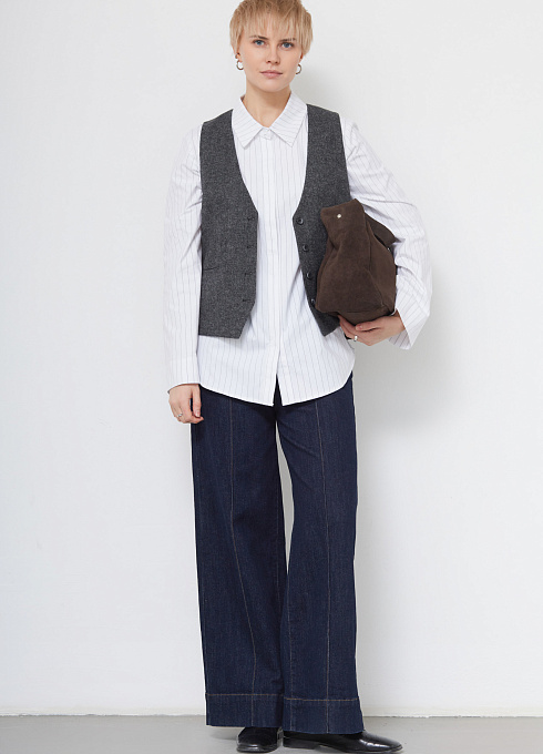 Жилет костюмный с шерстью женский,  серый цвет