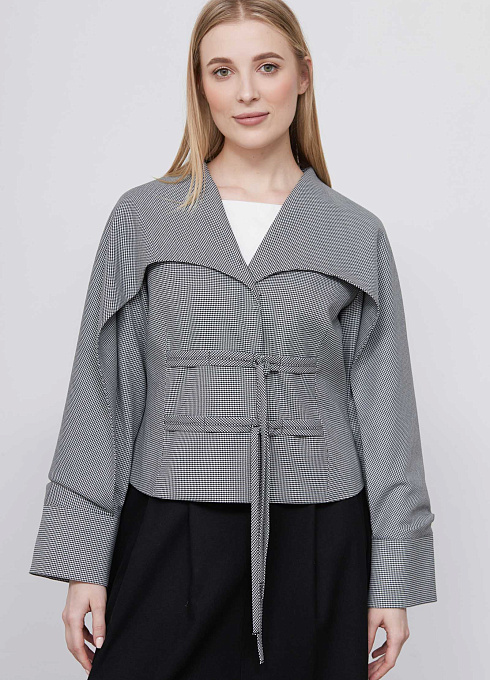 Жакет с кокеткой и завязками женский, многоцветный цвет