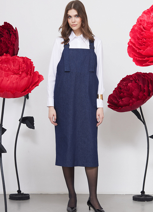 Сарафан из денима женское, синий цвет