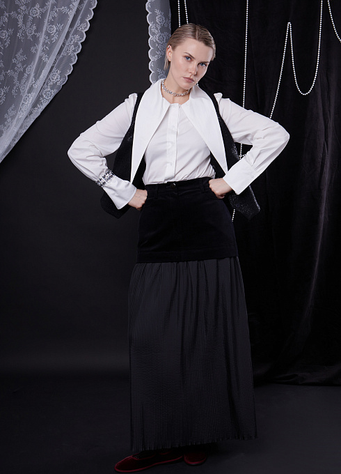 Юбка плиссе комбинированная женская, чёрный цвет