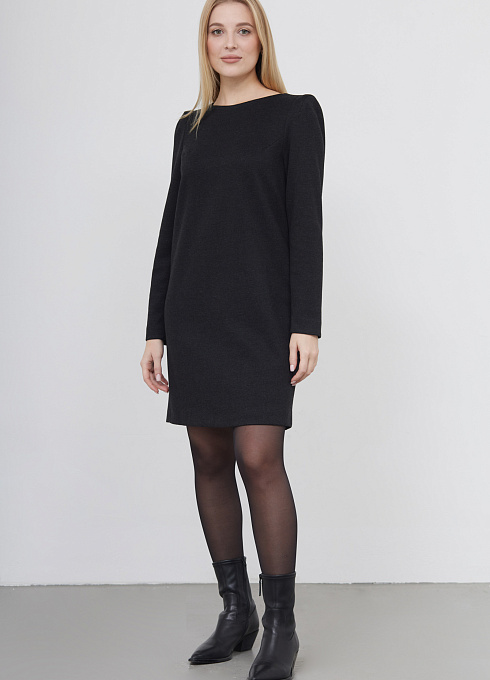 Платье мини со вставками на плечах женское, серый цвет