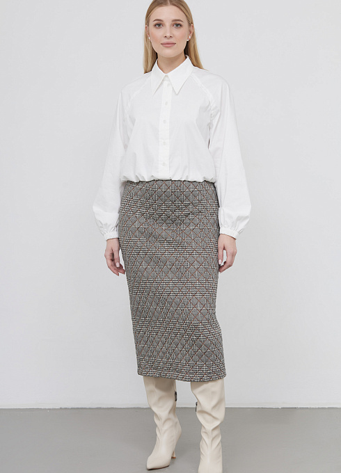 Юбка миди стеганая женская, серый цвет
