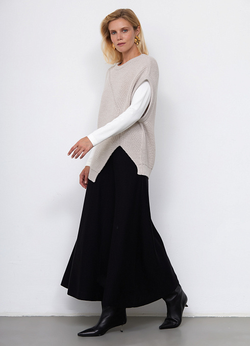 Юбка вязаная с шерстью женская,  чёрный цвет