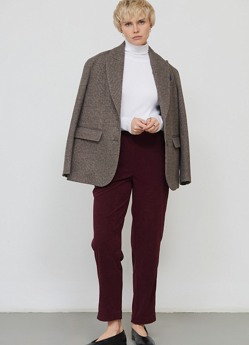 Брюки из микровельвета женские, цвет бордовый