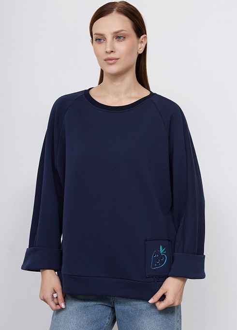 Свитшот oversize с аппликацией женский, синий цвет