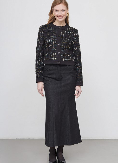 Юбка годе из денима женская, чёрный цвет