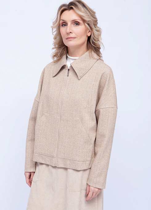 Жакет на молнии женский, бежевый цвет