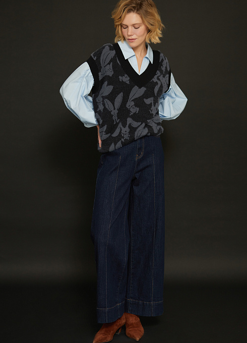 Джинсы со стрелками женские, синий цвет