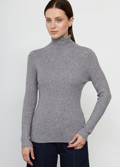 Водолазка базовая с шерстью женский, серый цвет