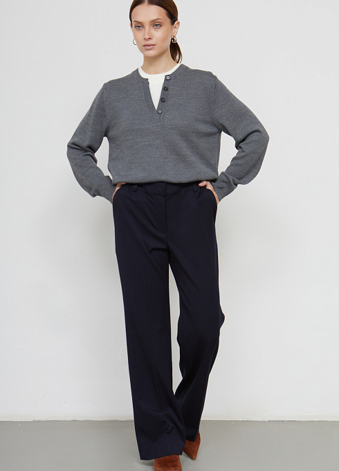 Брюки прямые базовые женские, цвет синий