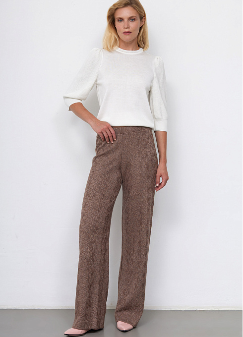 Брюки ажурной вязки женские, цвет бежевый