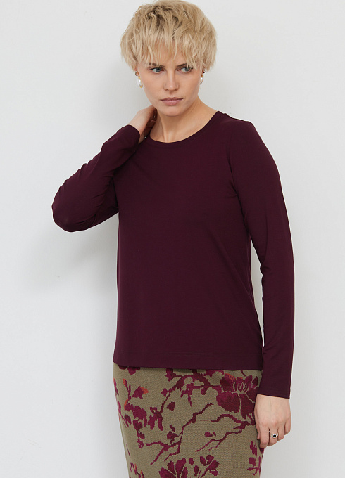 Лонгслив базовый из вискозы женский, бордовый цвет