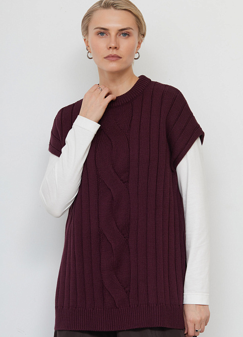 Жилет oversize с разрезами  женский,  бордовый цвет