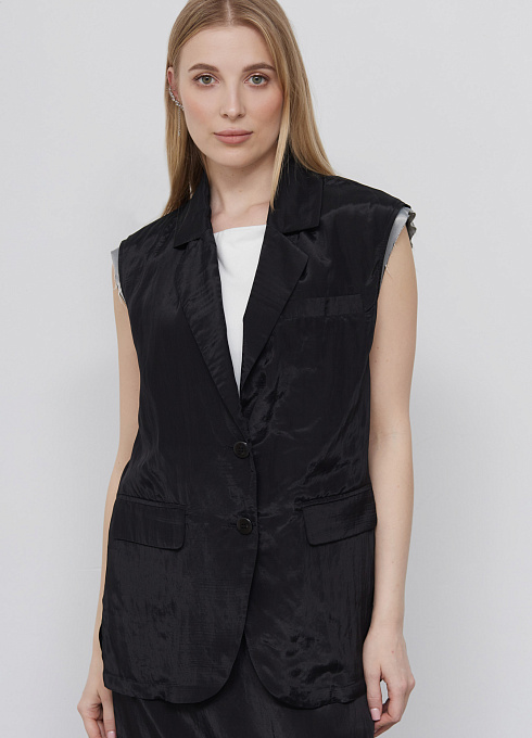 Жилет из смесовой вискозы женский,  чёрный цвет