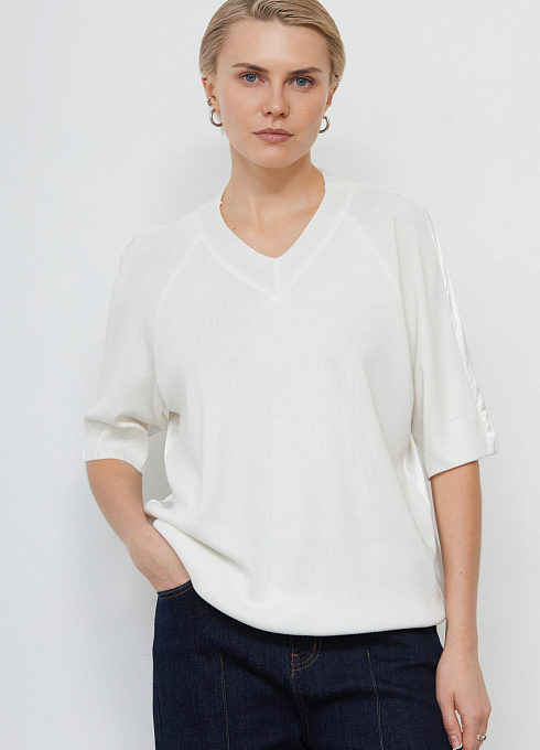 Джемпер oversize комбинированный женский,  белый цвет