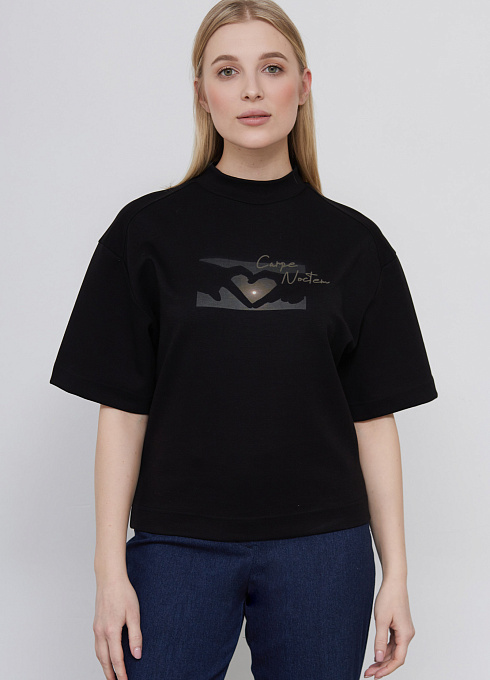 Футболка oversize с принтом женский,  чёрный цвет
