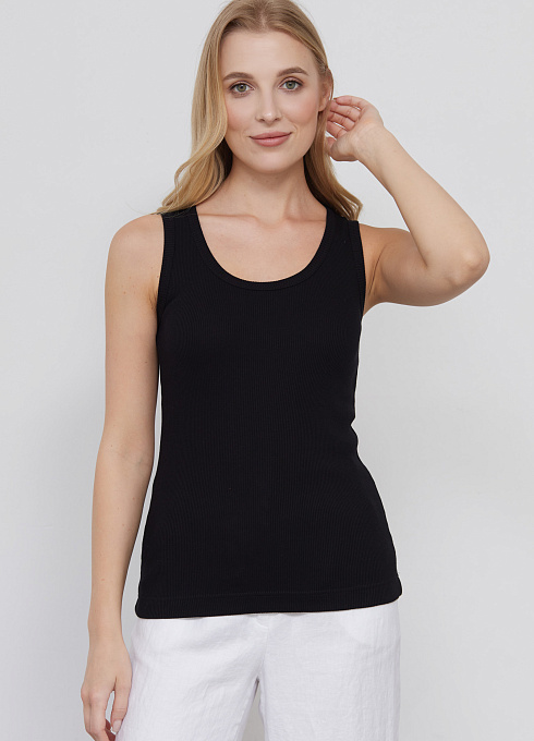 Майка базовая в рубчик для женщины, чёрный цвет