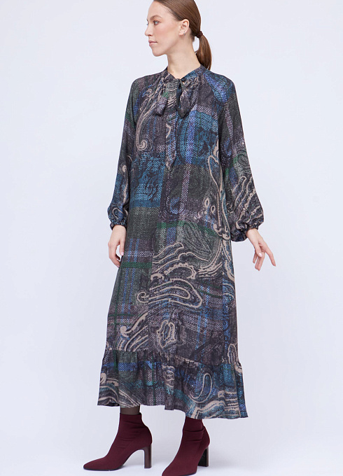 Платье с завязками на воротнике женское, многоцветный цвет