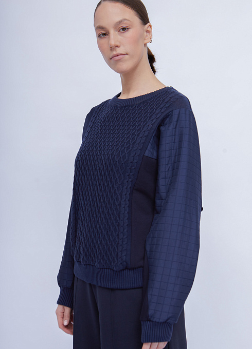 Свитшот комбинированный женский,  синий цвет