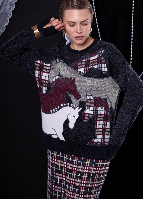 Джемпер с жаккардовым рисунком женский,  многоцветный цвет