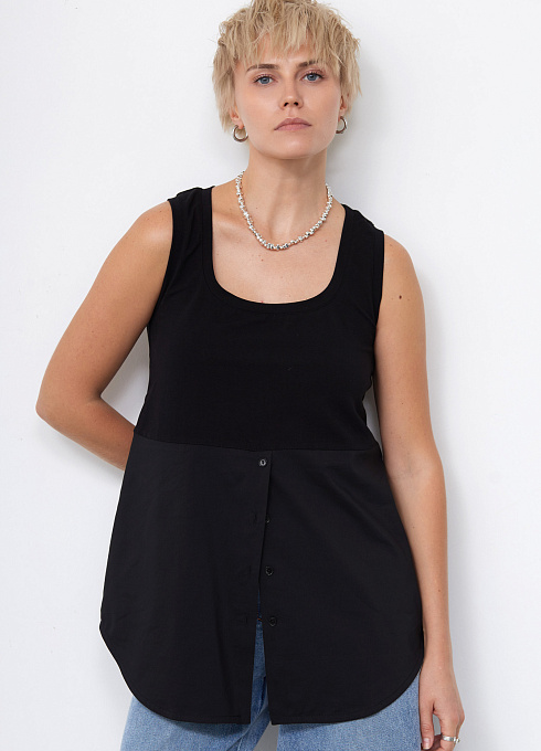 Топ комбинированный женский, чёрный цвет