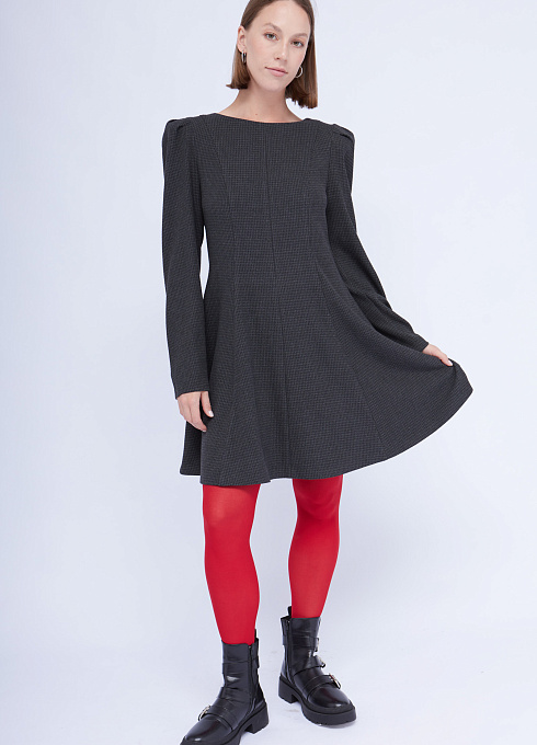 Платье с рельефными швами женское, серый цвет